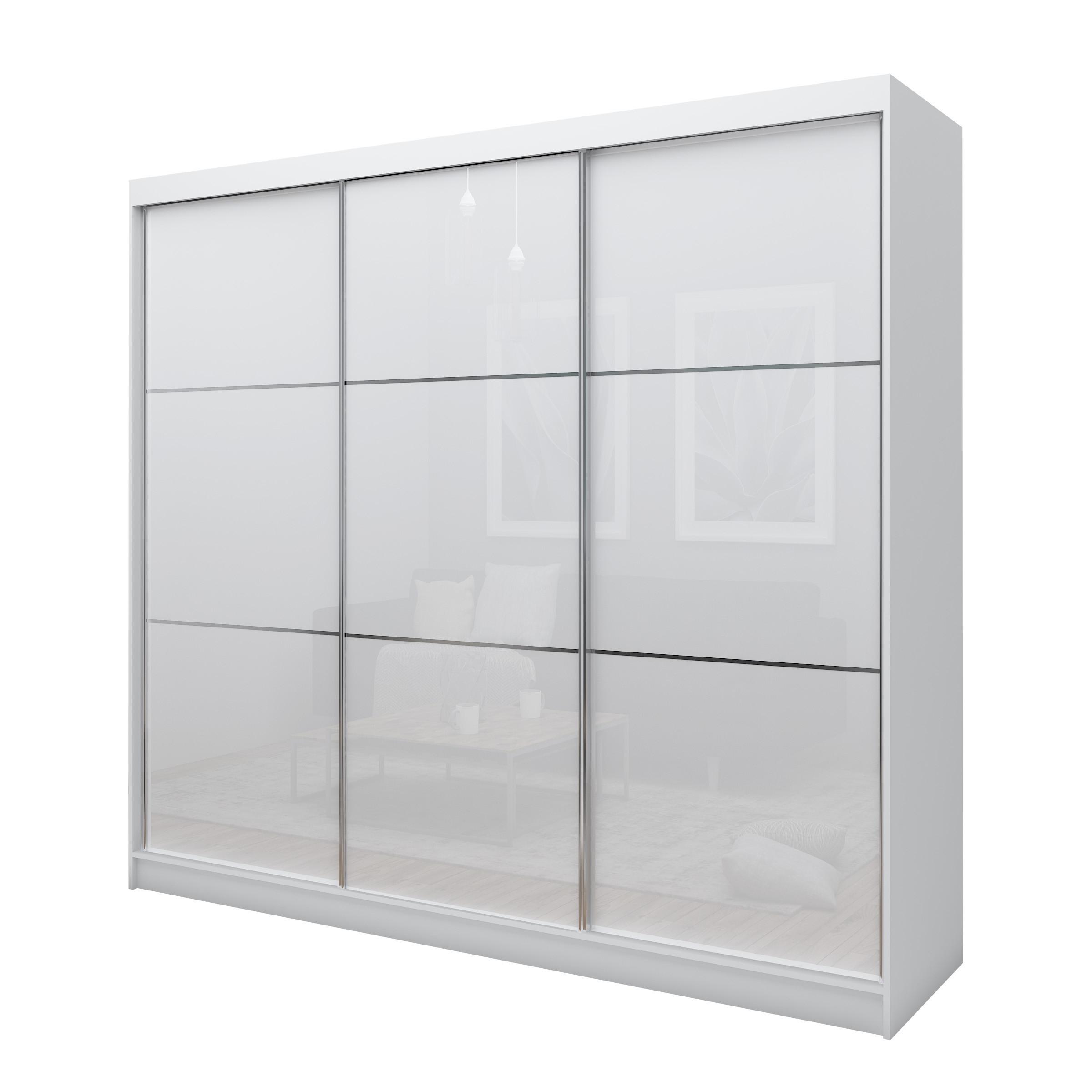 SCHWEBETÜRENSCHRANK VITALE 240/216/61 cm 3-türig Weiß - Weiß, Holzwerkstoff (240/216/61cm) - MASSENO