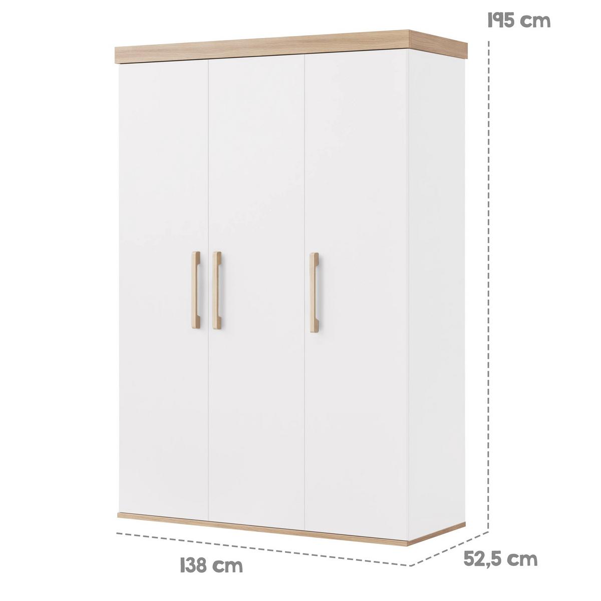 BABYZIMMER-SET Jimmy 3-teilig - Weiß, Holzwerkstoff (138/195/53cm) - Roba