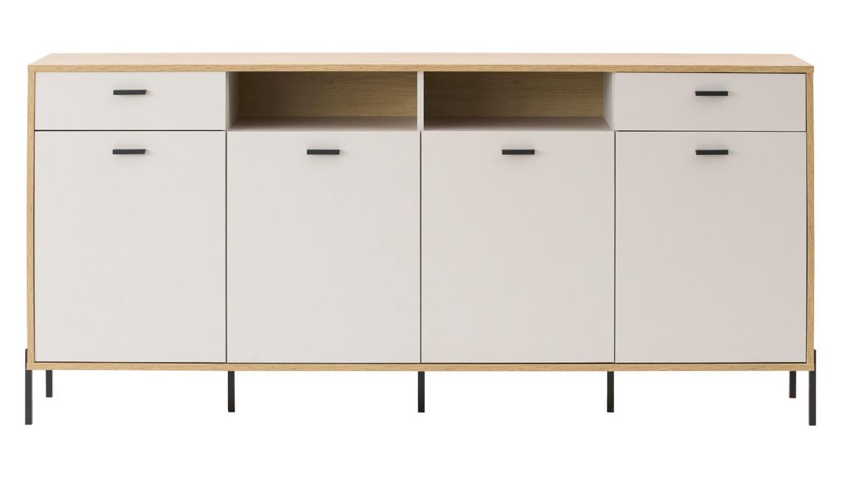 SIDEBOARD Kaschmir, Eiche 205 x 95 cm, Kommode mit Soft-Close - Kaschmir/Eichefarben, Holzwerkstoff/Metall (205/95/40cm) - Furn.Design