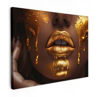 LEINWANDBILD Frau - Gold - Luxus - Porträt Wandbild 40x30 cm - Goldfarben, Textil (40/30cm) - MuchoWow