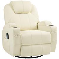 RELAXSESSEL mit Massagefunktion, Elektrisch Fernsehsessel mit Liegefunktion - Creme/Schwarz, Leder/Kunststoff (99/106/89cm) - HOMCOM