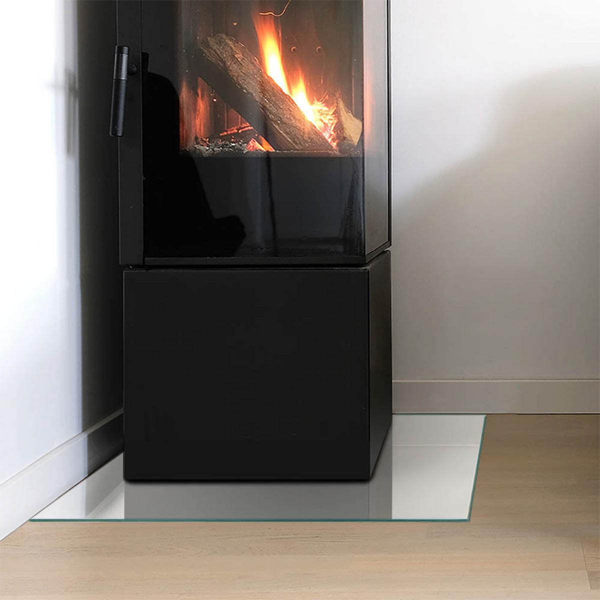 GLASPLATTE für Kamin 50x50 cm - Grau, Glas (50/50/0.4cm) - TULUP