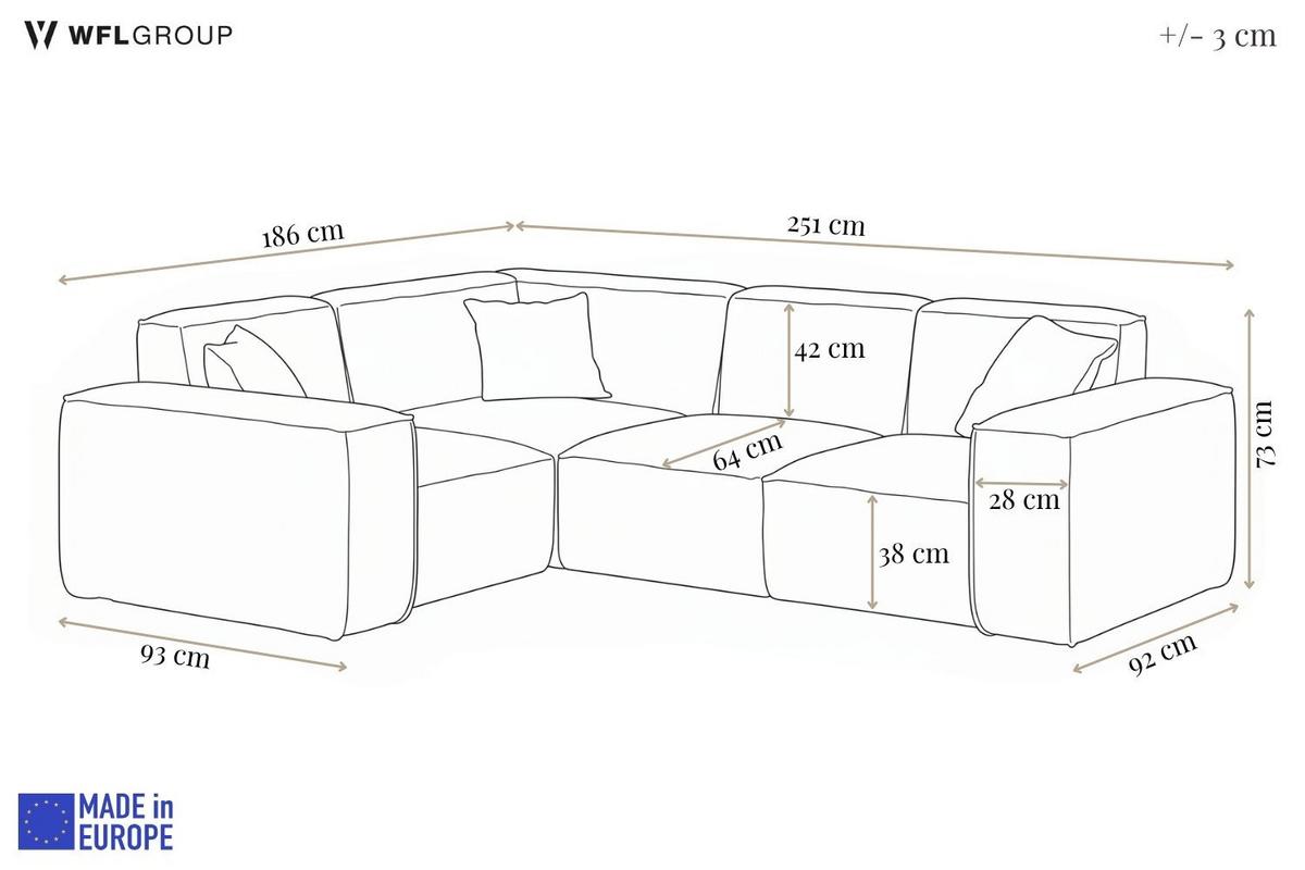 GARTENECKSOFA Lorento Outdoor in L-Form, Universell, Taupe Beige Kunstleder 251/73/186 cm - Taupe/Beige, Textil (251/73/186cm) - WFL GROUP