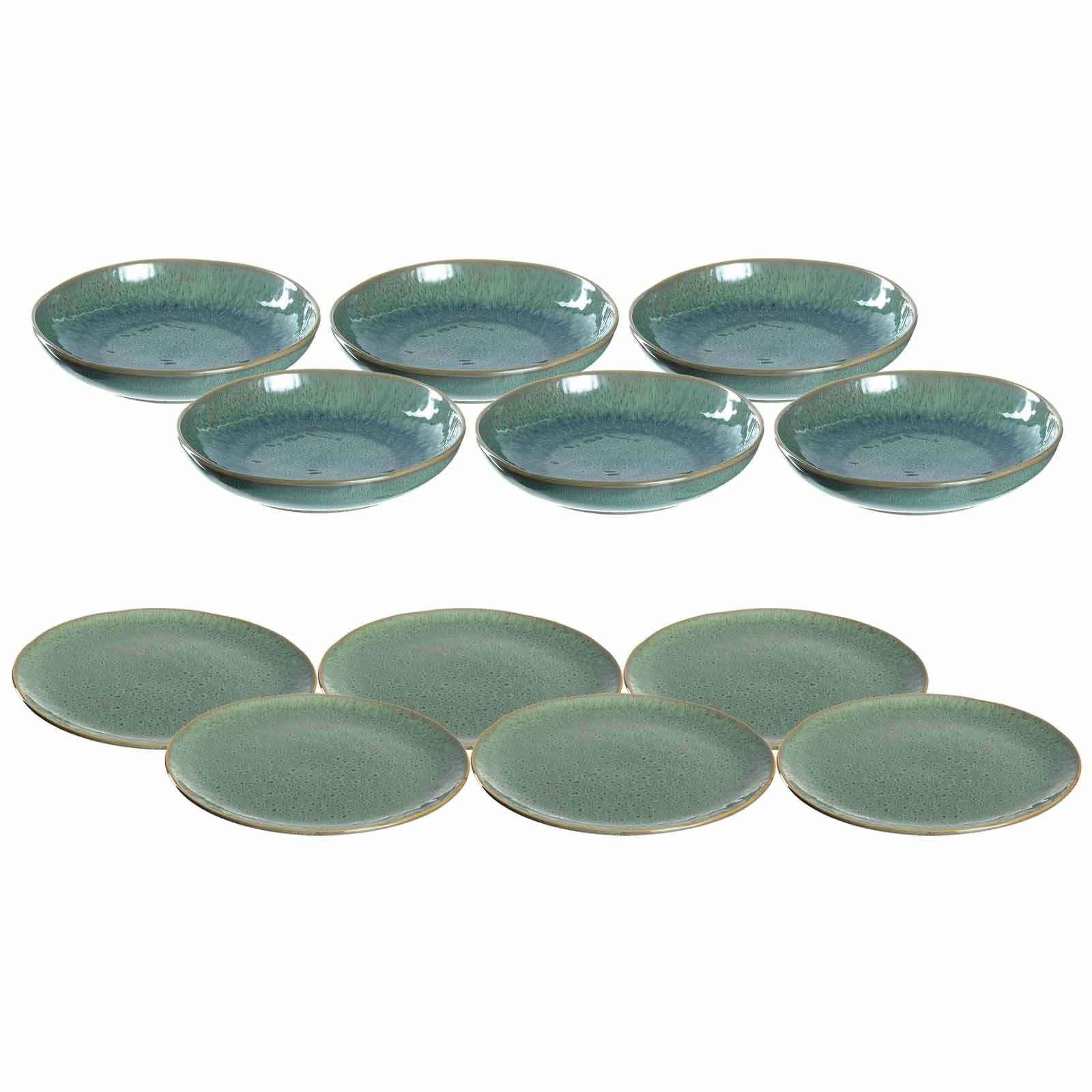 TAFELSERVICE Matera grün 12er Set - Grün, Keramik (2/2/2cm) - Leonardo Living