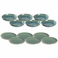TAFELSERVICE Matera grün 12er Set - Grün, Keramik (2/2/2cm) - Leonardo Living