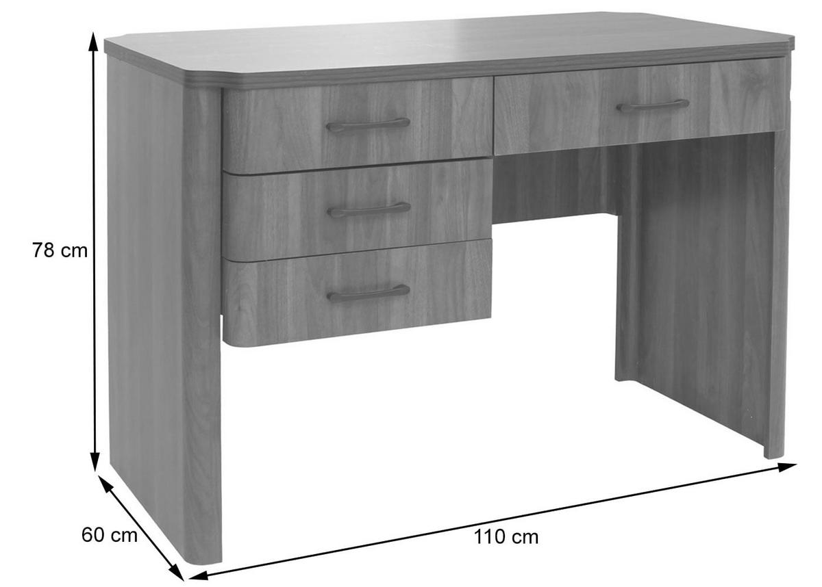 SCHREIBTISCH Walnuss Dekor - Walnussfarben, Holz (60/110/78cm) - MCW