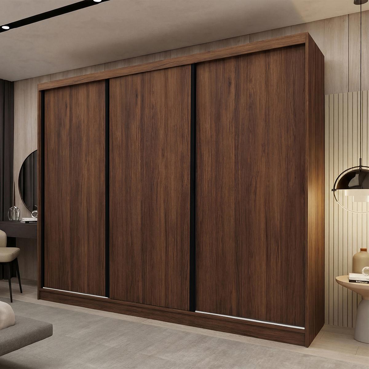 SCHWEBETÜRENSCHRANK Mario II mit Schubladen, ohne Spiegel 240/216/61 Walnuss - Walnussfarben, Holzwerkstoff (240/216/61cm) - Beautysofa