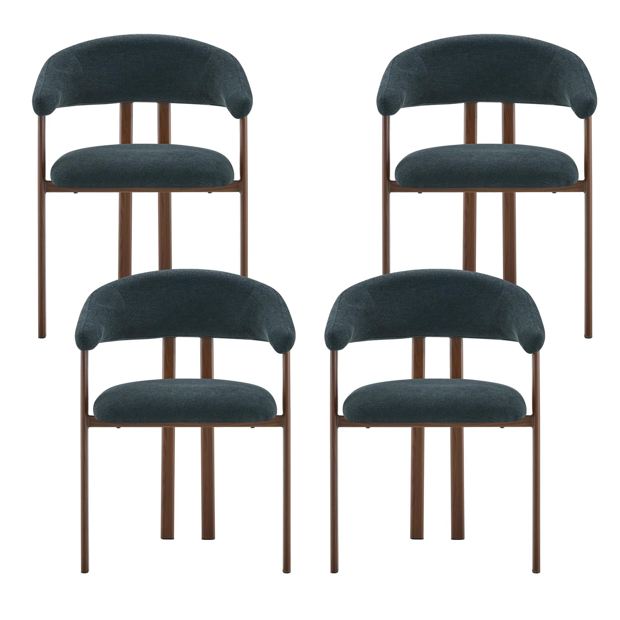ESSZIMMERSTUHL 4ER-SET aus Stoff in Schwarz, mit Metallbeinen und Fass-Design - Schwarz, Textil (60/80.5/57.5cm) - Urban Meuble
