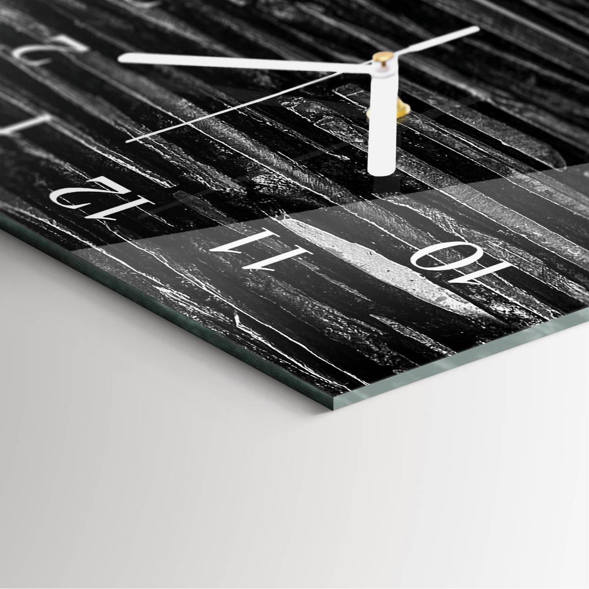 WANDUHR aus Glas 30x60 cm - Steine - Schwarz, Glas (30/60/0.4cm) - TULUP