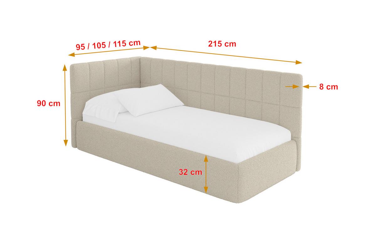 EINZELLBETT Jugendbett mit Bettkasten und Matratze H3/H4, Rechts - TULY 100x200 Dunkelbeige - Taupe, Holzwerkstoff/Textil (100/200cm) - ALTDECOR