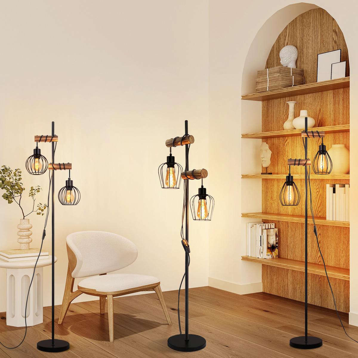 STEHLAMPE Lysandra 22/22/140 cm - Schwarz, Metall (22/22/140cm) - ZMH