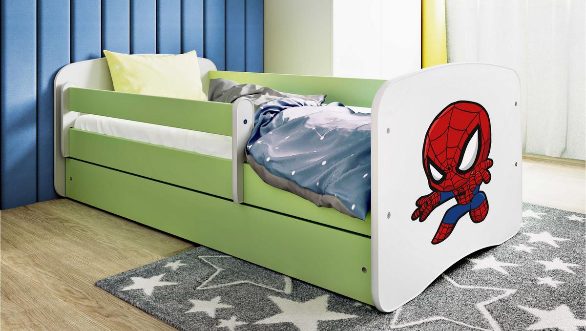 KINDERBETT mit Schublade Superheld 160/80 90/61/164 - Grün, Holzwerkstoff (80/160cm) - RAUMHIRSCH FURNITURE