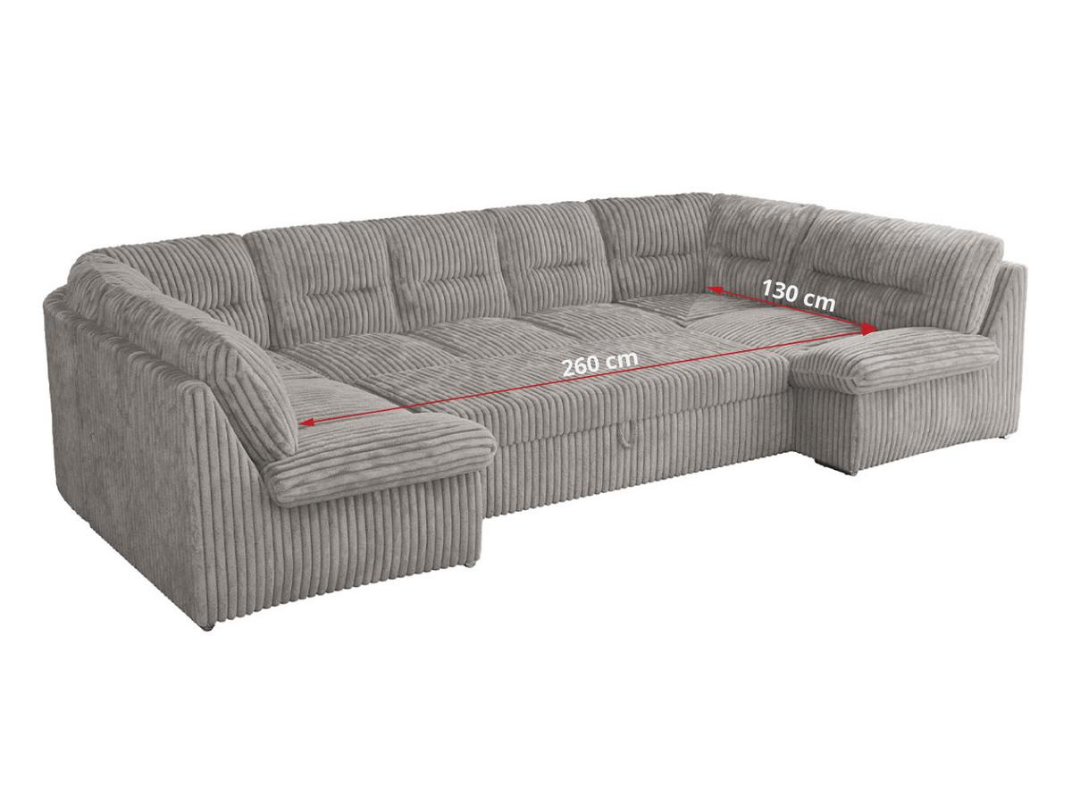 WOHNLANDSCHAFT COMODO U Hellgrau Cord - Silberfarben/Hellgrau, Textil/Metall (340/93/206cm) - MKS