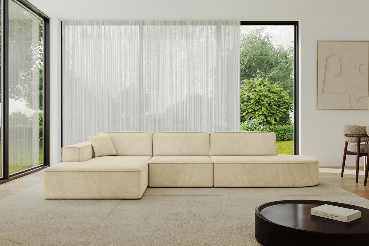 ECKSOFA Ottomane Links IREA-L2-v4 - 327x165x77 cm Beige - Taupe, Holzwerkstoff/Textil (327/165cm) - ALTDECOR