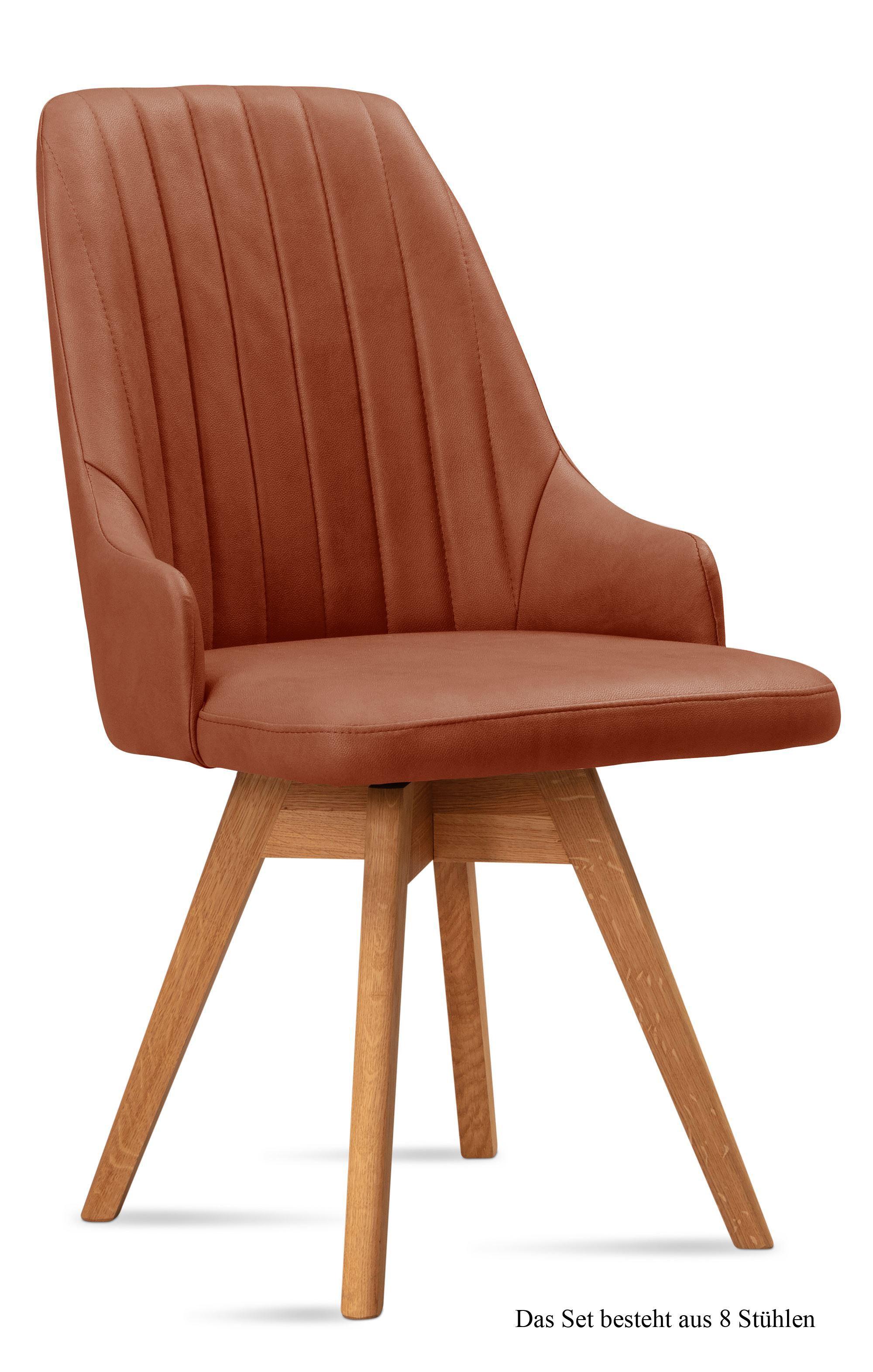 ESSZIMMERSTUHL drehbar (8er-Set) Dotti 52x91x60 Eiche geölt/Cognac - Cognac/Eichefarben, Kunststoff (60/91/52cm) - 58aufmkessel