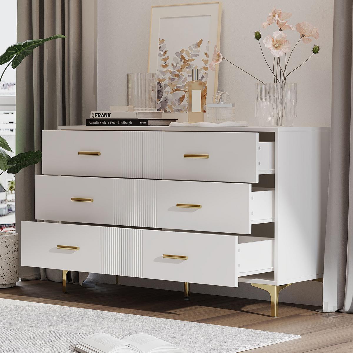 SIDEBOARD mit 6 Schubladen Weiß - Weiß, Holzwerkstoff (40/76/120cm) - Urban Meuble
