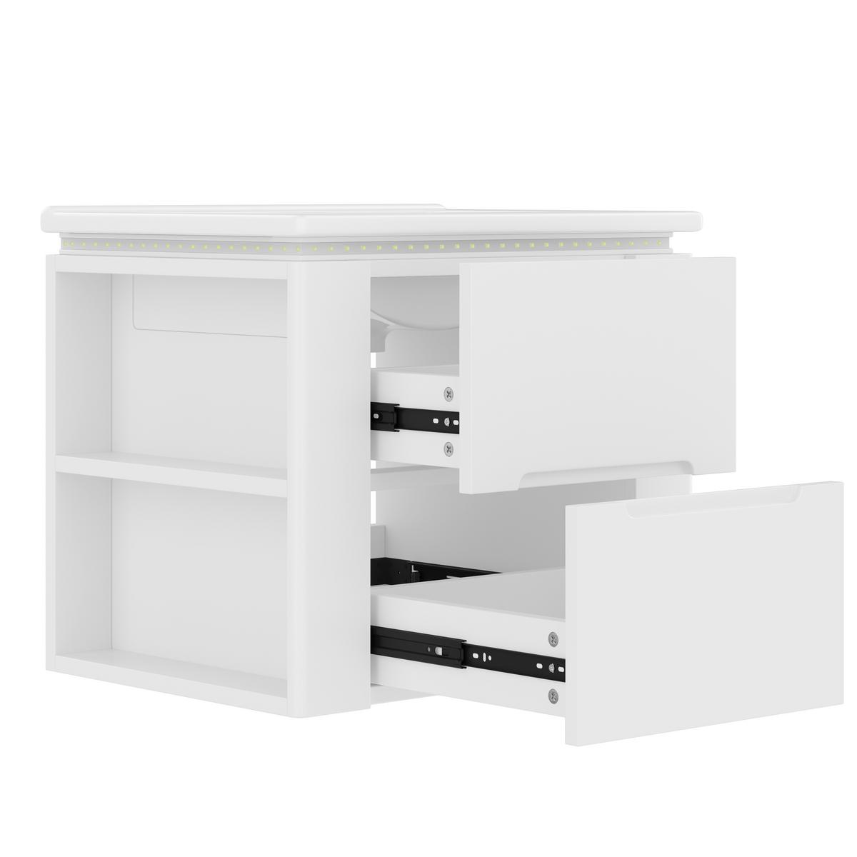 WASCHTISCH mit Unterschrank Weiß Wandhängend mit LED-Licht, 2 Schubladen & Stauraum - Weiß, Holzwerkstoff (61/48.5/46cm) - Urban Meuble