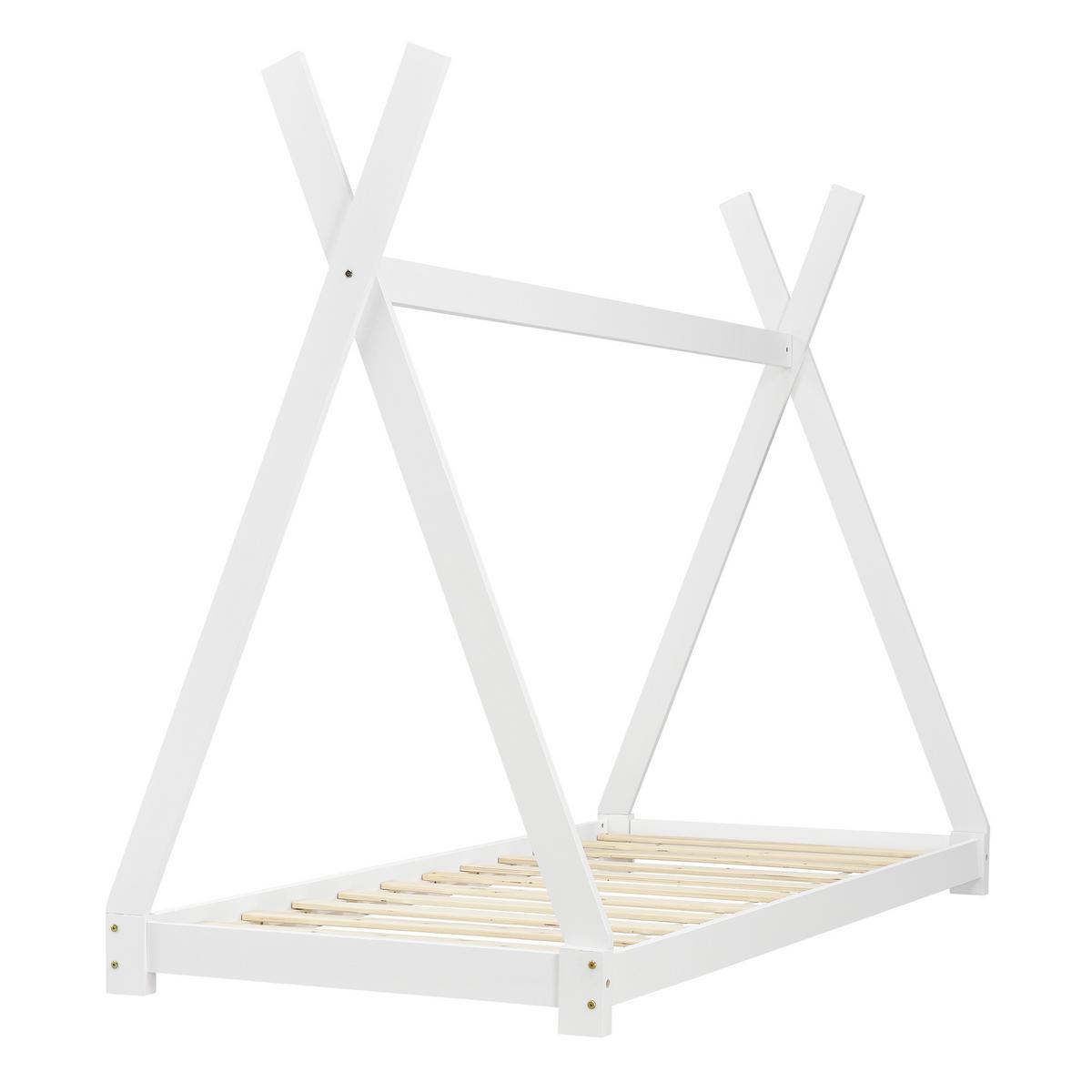 KINDERBETT Onejda mit Matratze - Weiß, Holz/Textil (90/200cm) - [en.casa]