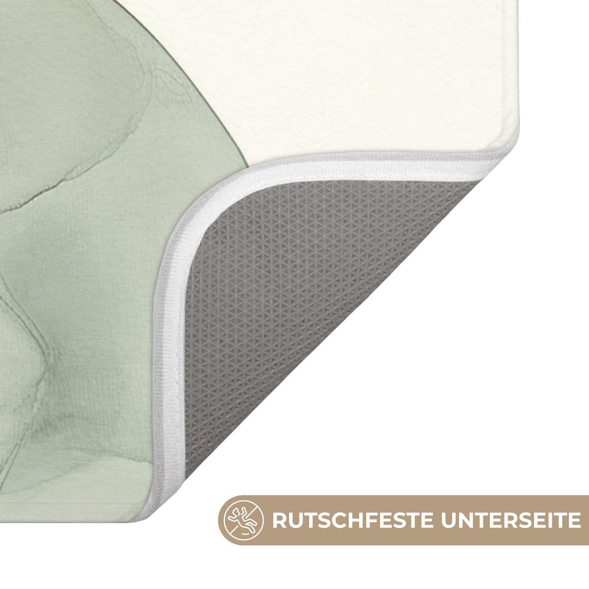 BADEMATTE Japandi - Abstrakt - Grün 80x50 cm - Grün, Textil (80/50cm) - OnlyWow