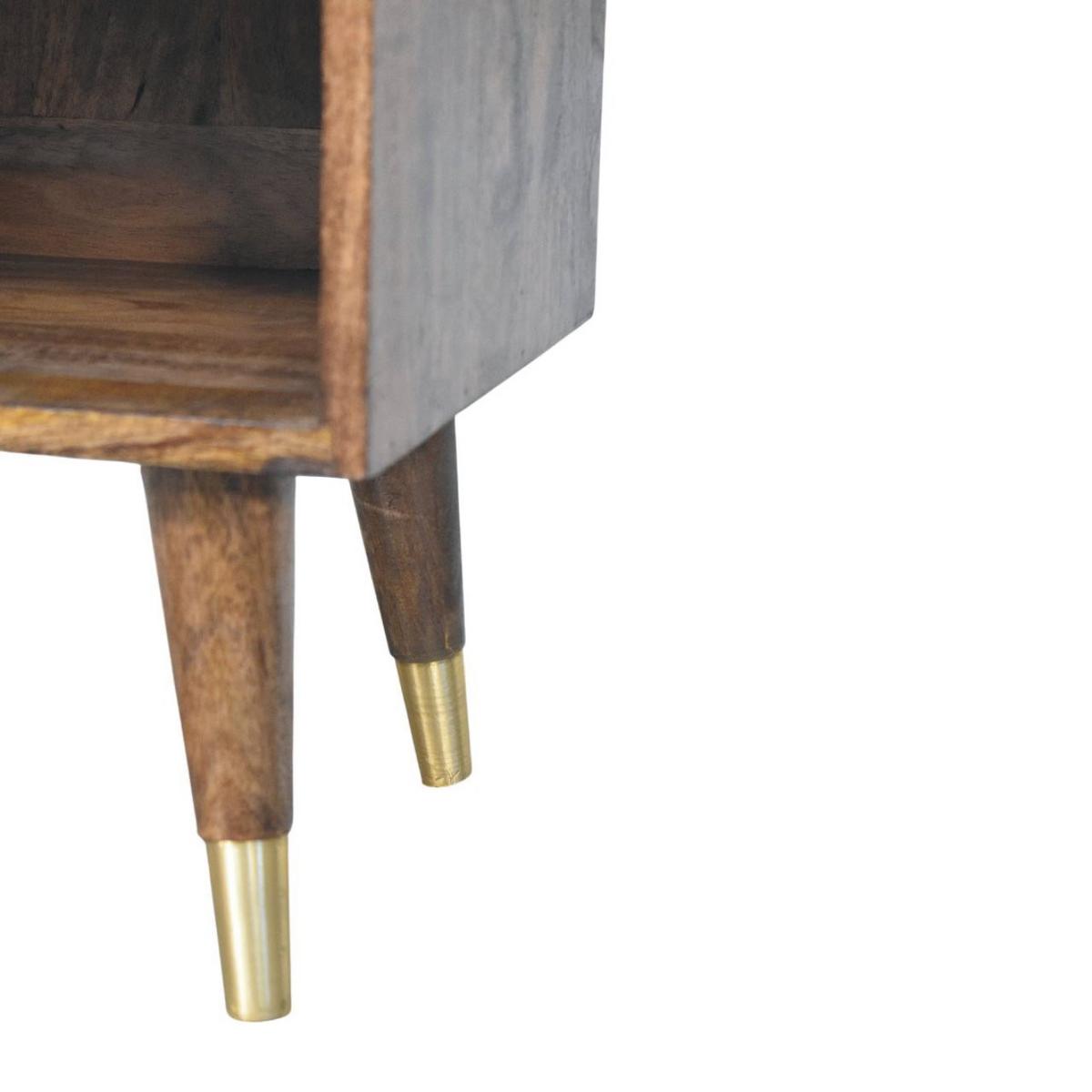 NACHTTISCH Sunburst-Messing-Intarsien - Dunkelbraun/Messingfarben, Holz/Metall (45/58/35cm) - Artisan Furniture