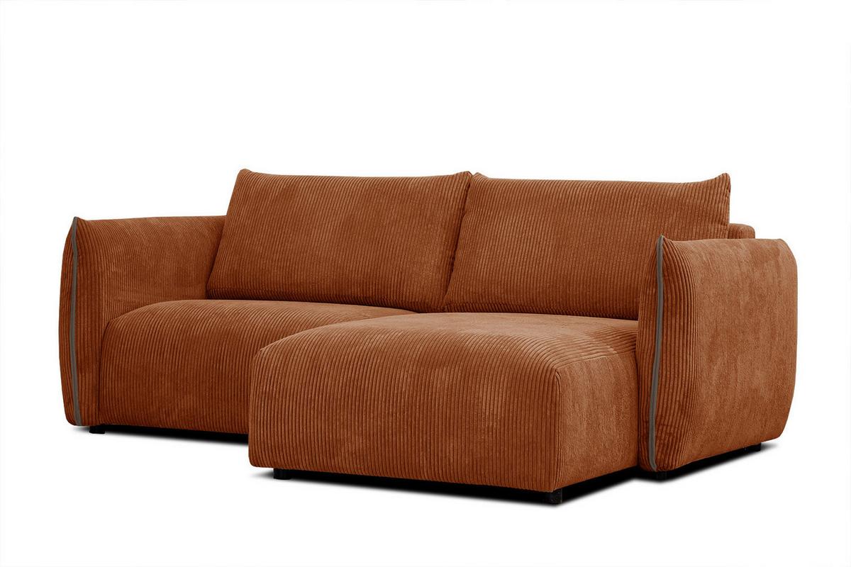 ECKSOFA TAUER 3-Sitzer, orange - Schwarz/Orange, Holzwerkstoff/Kunststoff (206/173cm) - Wozimo