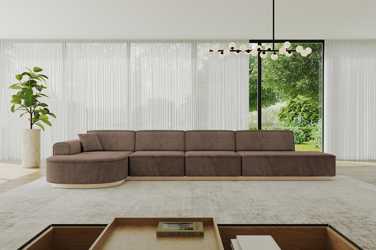 ECKSOFA Ottomane Links ARRIO-L3 - 413x171x83 cm Braun - Braun, Holzwerkstoff/Textil (413/171cm) - ALTDECOR