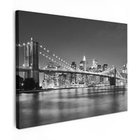 LEINWANDBILD New York - Brücke - Brooklyn - Schwarz und weiß - Architektur Wandbild 40x30 cm - Schwarz, Textil (40/30cm) - MuchoWow