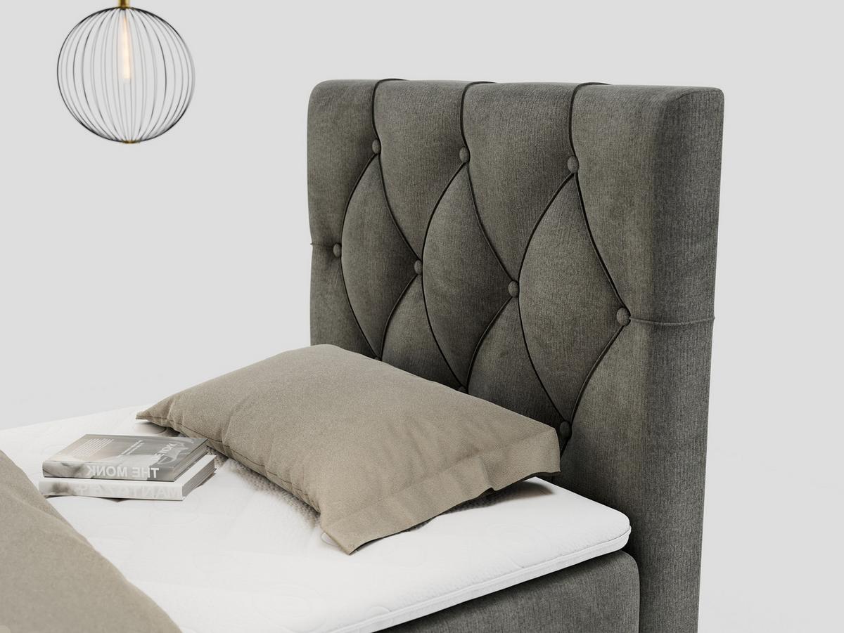BOXBETT ALDA 90/200 Dunkelgrau Velvet - H3 - Rechts Seite - Dunkelgrau, Holz/Textil (90/200cm) - MKS
