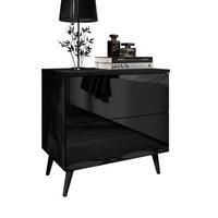 NACHTTISCH AURA PUSH OPEN mit schwarzen Beinen - Schwarz, Holzwerkstoff (55/54/37cm) - Lookway