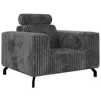 SESSEL VESANO - Grau Cord - Schwarz/Grau, Textil/Metall (109/90/95cm) - MKS