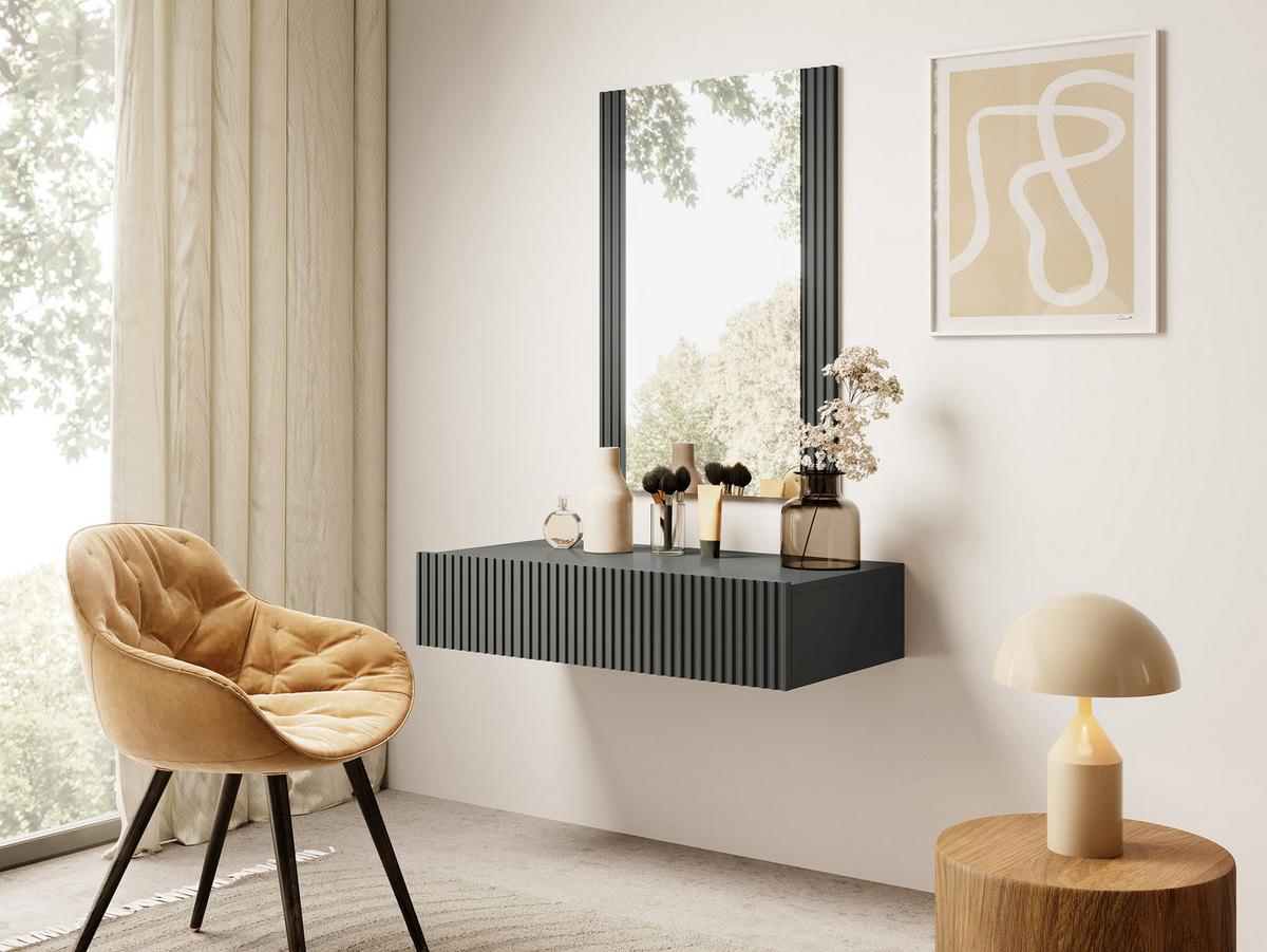 SCHMINKTISCH Vamos Grey - Anthrazit, Holzwerkstoff (80/17/42cm) - MIRJAN24