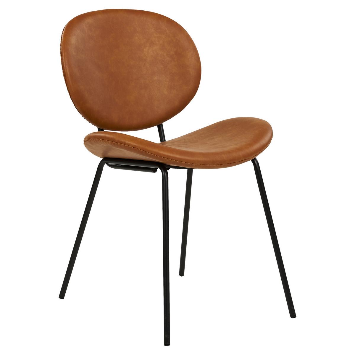ESSZIMMERSTUHL 2er-Set Kunstleder Braun Luana - Schwarz/Braun, Textil/Metall (50/80/52cm) - Beliani
