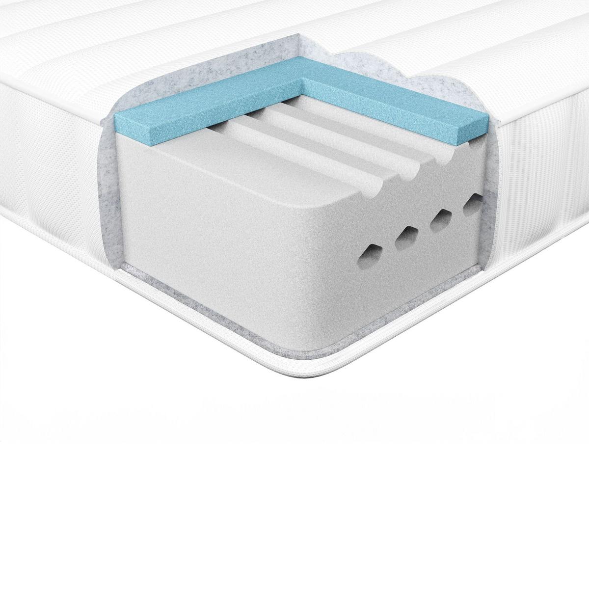 GEL-MEMORY-SCHAUMMATRATZE H2/3 Mittel 120/200 cm Happiness - Grau, Textil (120/200cm) - Beliani