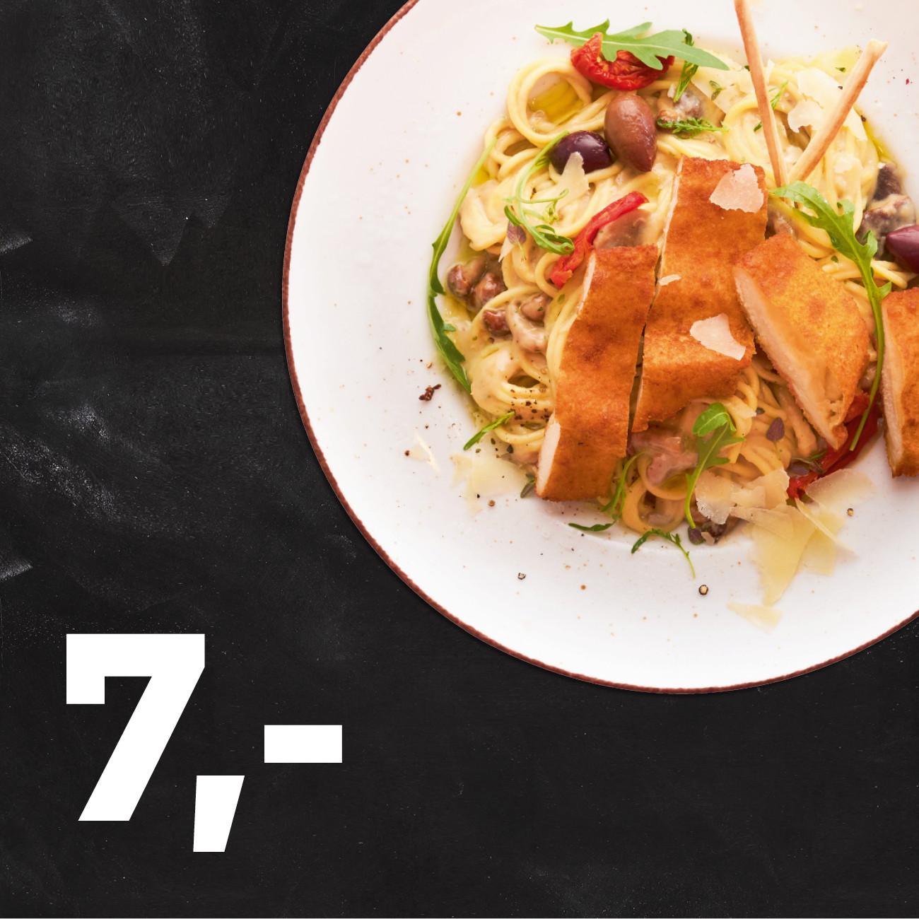 Spaghetti Funghi a Cotoletta