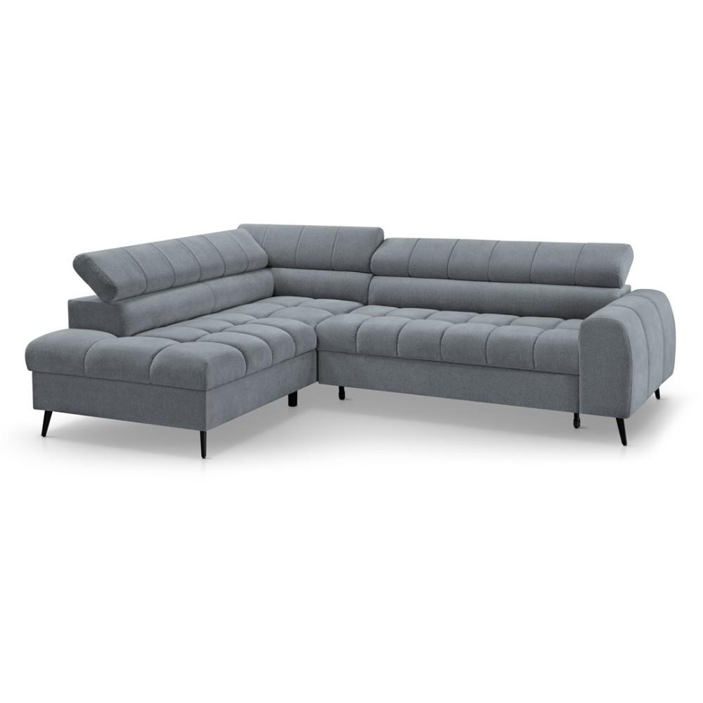 ECKSCHLAFSOFA Vinni Grau, Chenille-Stoff, links - Grau, Textil (265/205cm) - Beautysofa