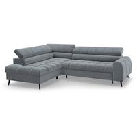ECKSCHLAFSOFA Vinni Grau, Chenille-Stoff, links - Grau, Textil (265/205cm) - Beautysofa