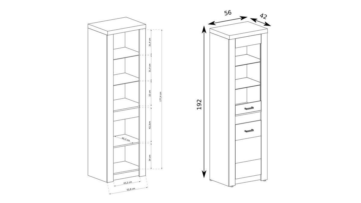 VITRINE ZERI 192 / 56 cm in Braun - Braun, Holzwerkstoff (56/192/42cm) - MASSENO