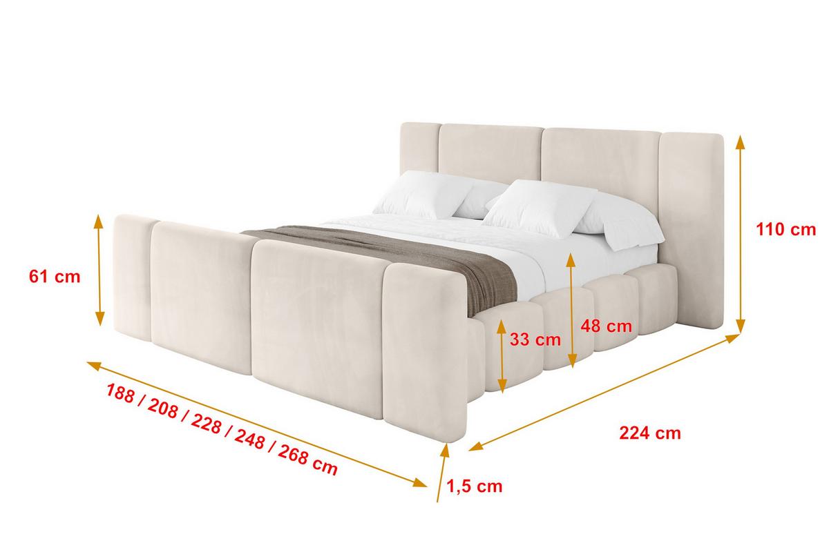 POLSTERBETT mit Bettkasten, Fußteil und Lattenrost, Bett mit Matratze H3/H4 - NILO-Z 140x200 Beige - Beige, Holzwerkstoff/Textil (140/200cm) - ALTDECOR