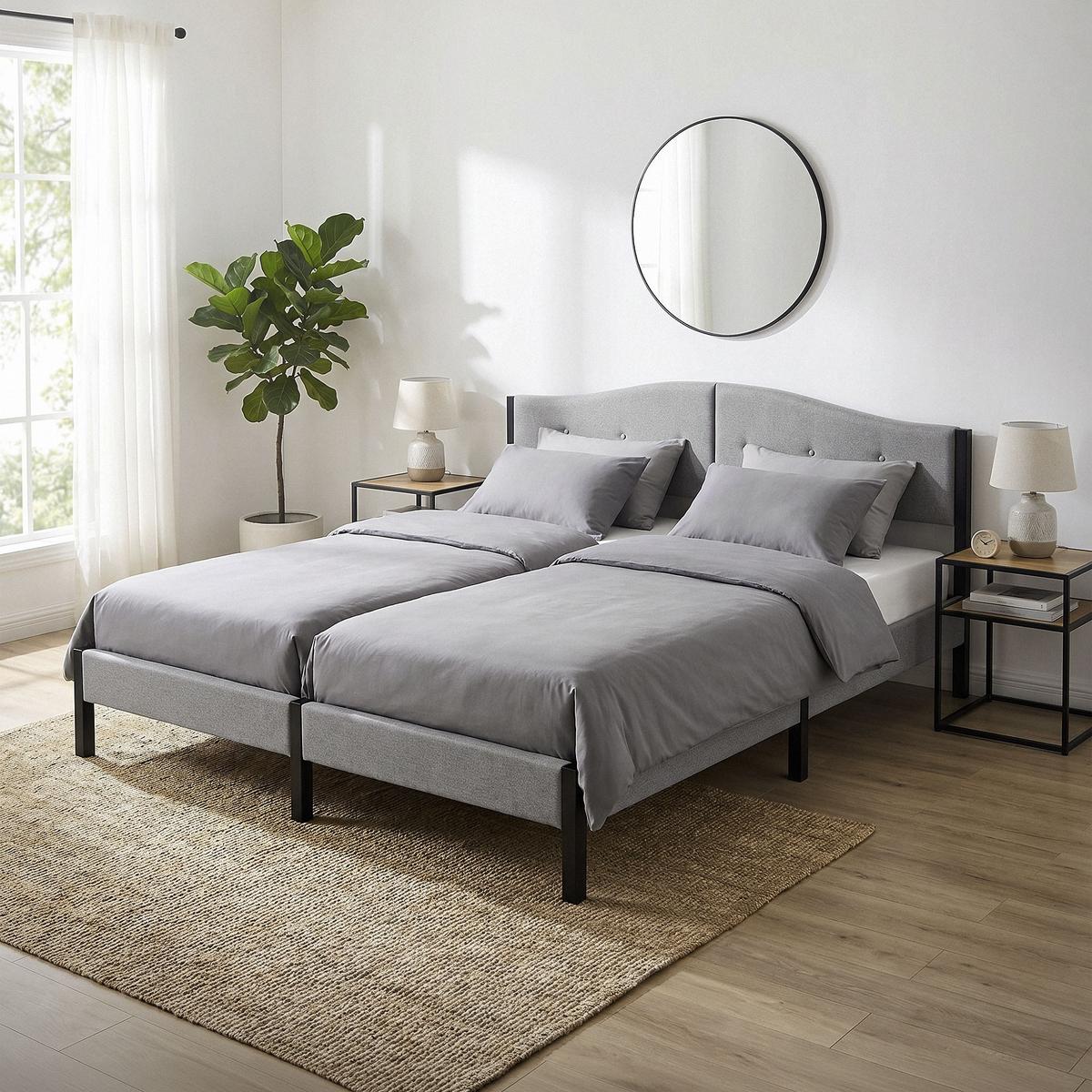POLSTERBETT 180x200 cm Grau mit Lattenrost und Leinenstoff - Grau, Holzwerkstoff/Textil (180/200cm) - ML-DESIGN