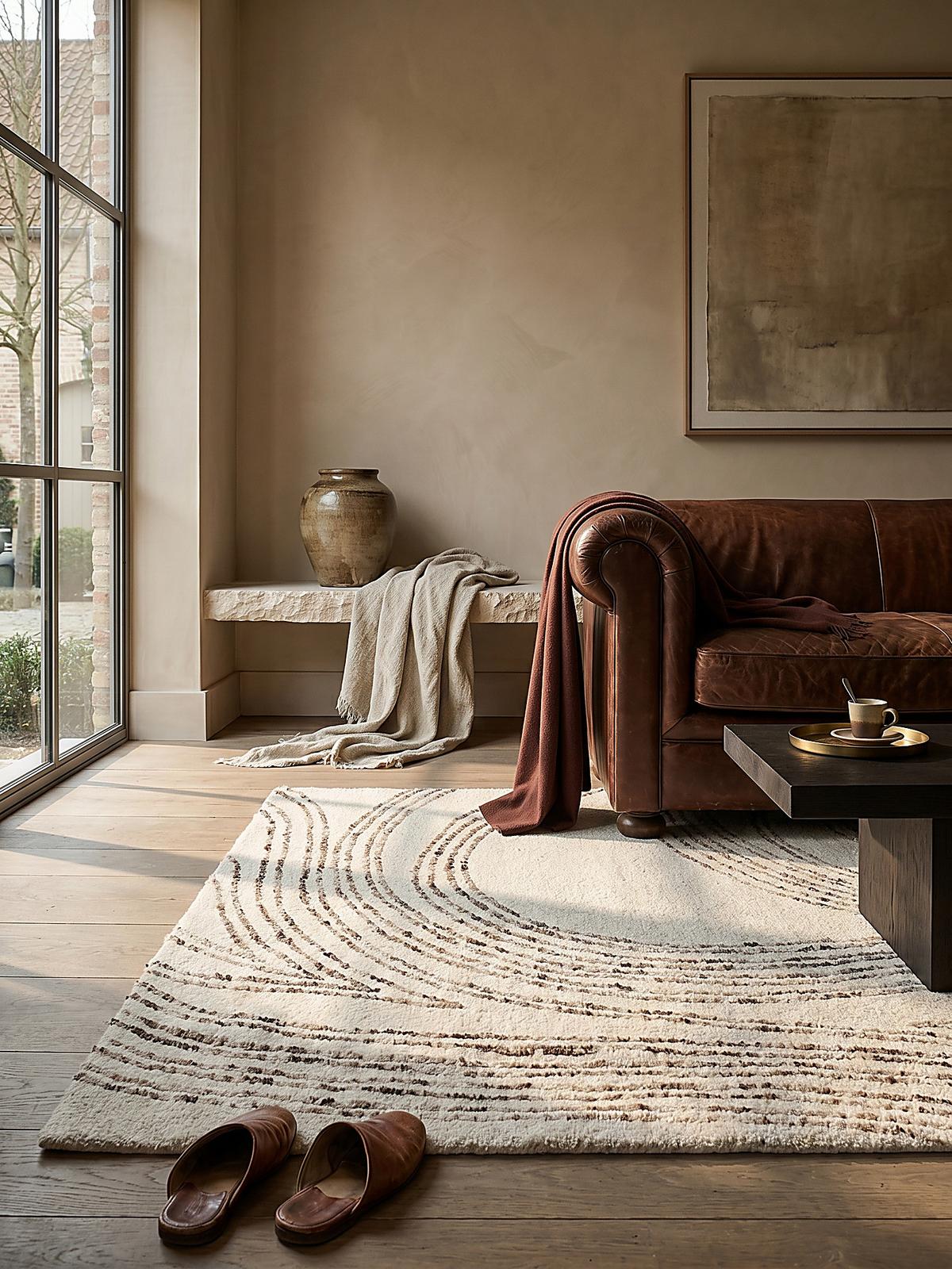 WOLLTEPPICH HUMBER, abstrakt, Natur-Braun, 80 x 150 cm - Beige, Textil (150/80cm) - KADIMA DESIGN