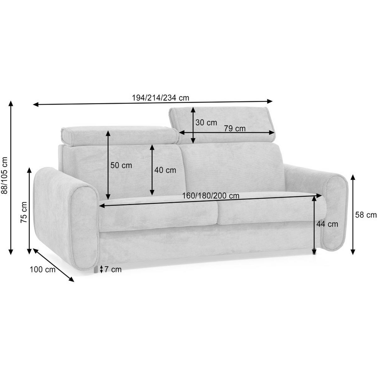SCHLAFSOFA Pavarti mit italienischem Gestell, 180x195, Beige - Beige/Schwarz, Holzwerkstoff (234/88/100cm) - Beautysofa