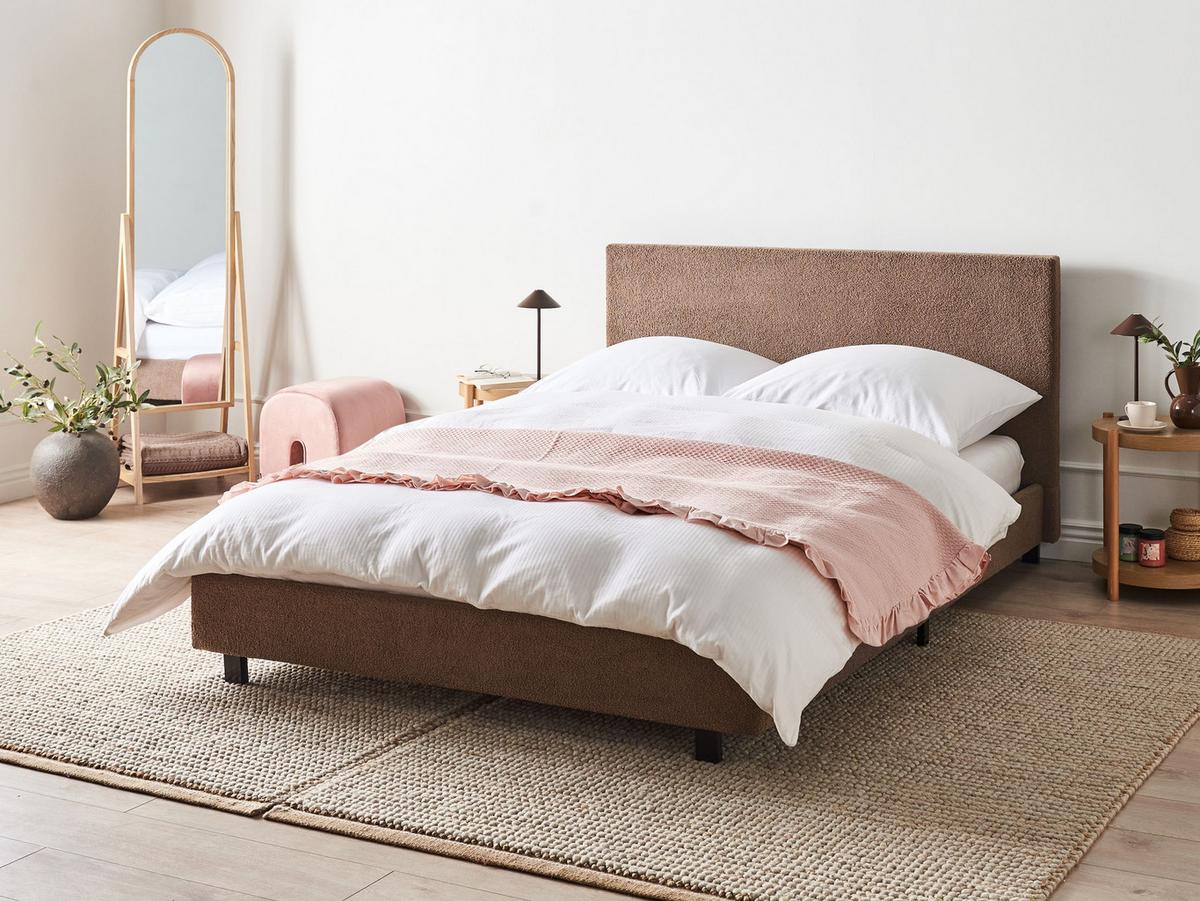 BETT mit Lattenrost 140/200 cm Braun Albi - Schwarz/Braun, Textil (140/200cm) - Beliani