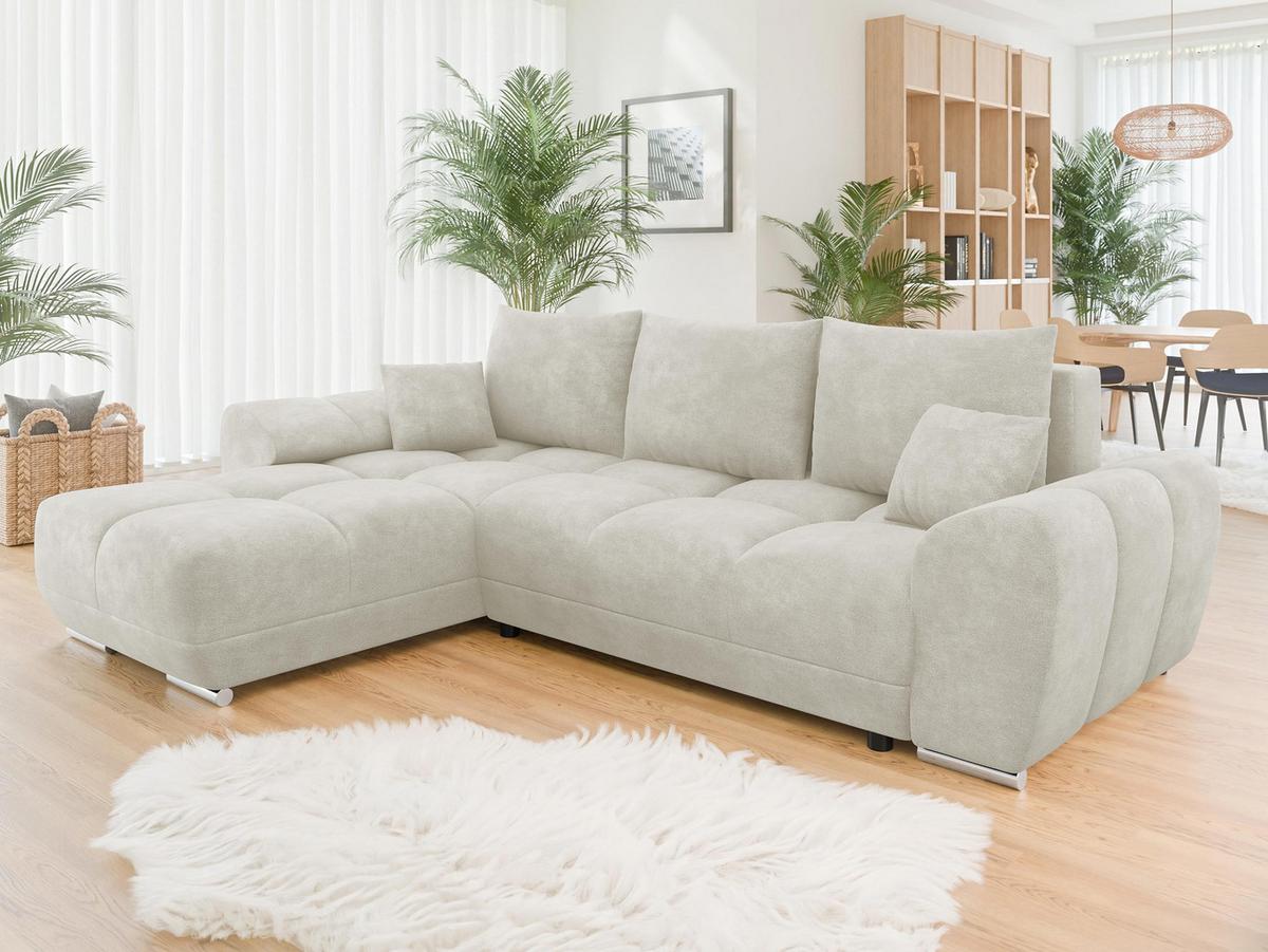 ECKSOFA Logo - Sandfarben/Silberfarben, Holz/Kunststoff (291/183cm) - MIRJAN24