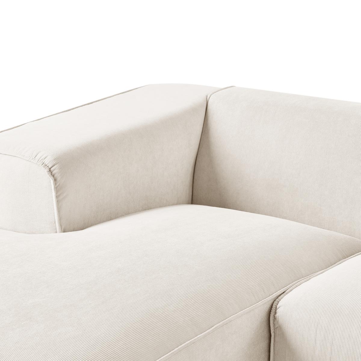 ECKSOFA 3-Sitzer Cord Cremeweiß rechtsseitig Dolva - Creme, Textil (294/170cm) - Beliani