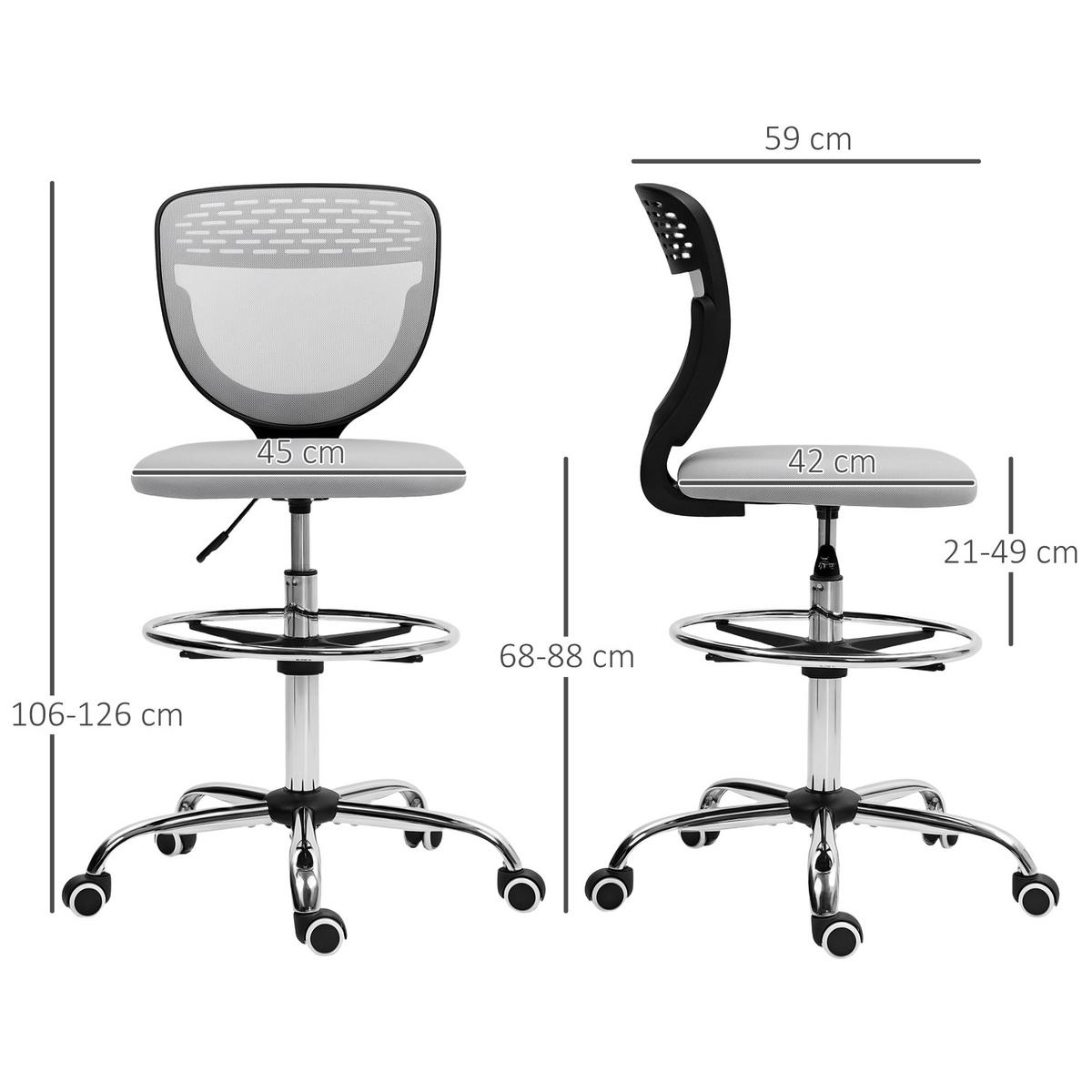 BÜROSTUHL Polyester Hellgrau - Hellgrau, Textil (59/126/59cm) - Vinsetto