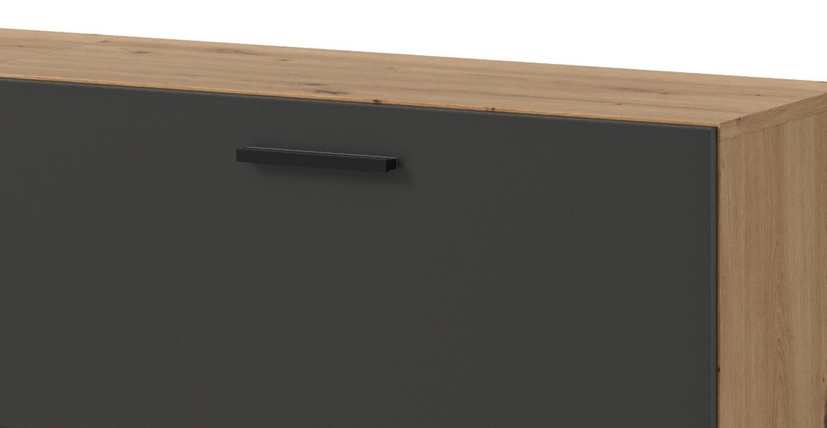 SIDEBOARD grau, Eiche Artisan 176 cm, Kommode hängend / stehend - Schwarz/Eiche Artisan, Holzwerkstoff/Kunststoff (176/65/34cm) - Inn.Furn
