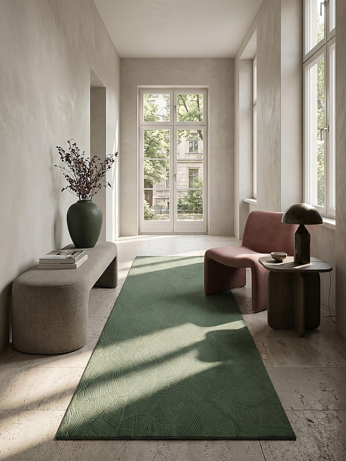 TEPPICHLÄUFER Antirutsch Abstrakt DALAR Polypropylen Waldgrün 80 x 150 cm - Grün, Textil (80/150cm) - KADIMA DESIGN