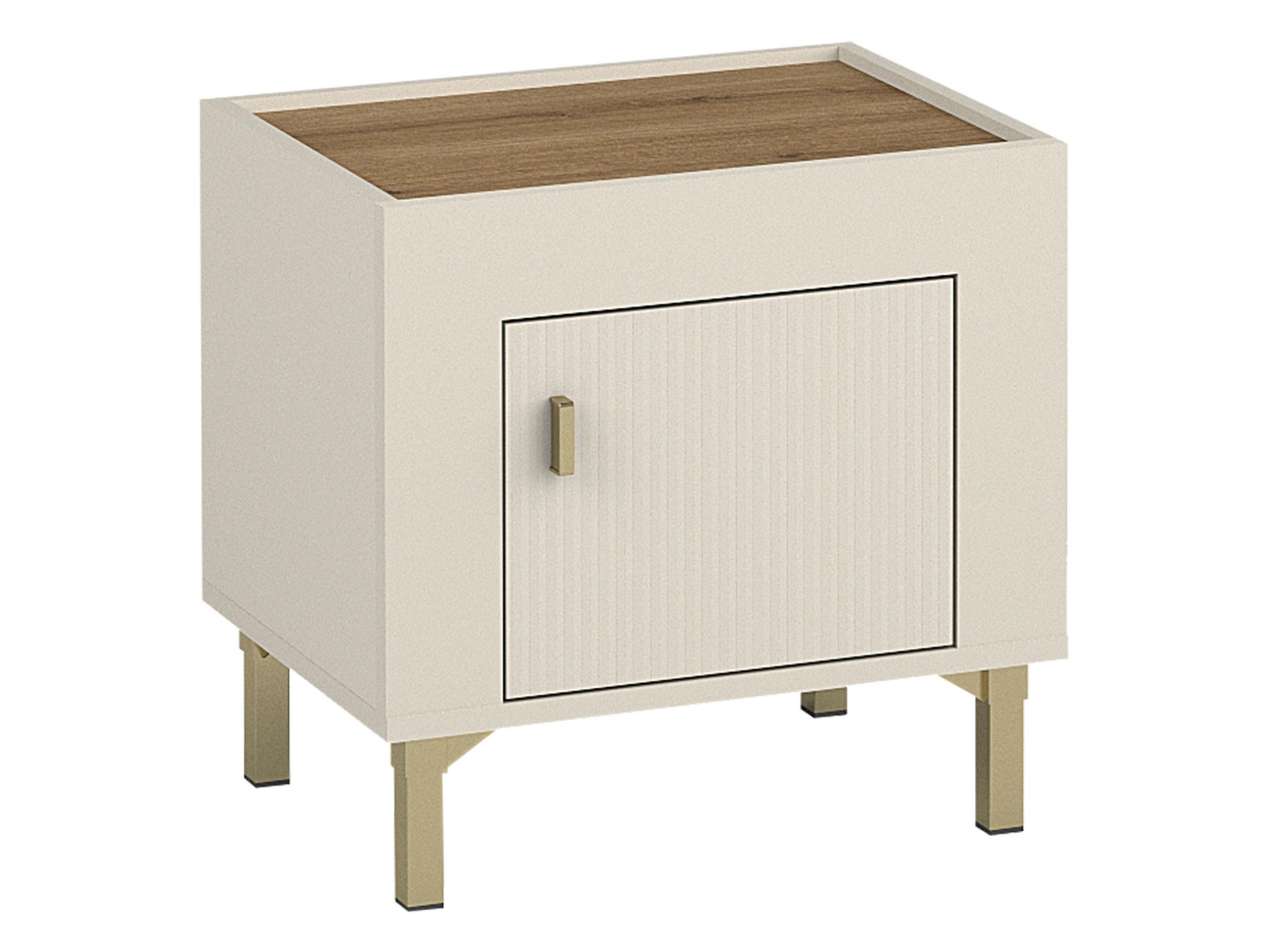 NACHTTISCH Mossa MO11 - Kaschmir/Goldfarben, Holzwerkstoff/Kunststoff (48/45/36cm) - MIRJAN24
