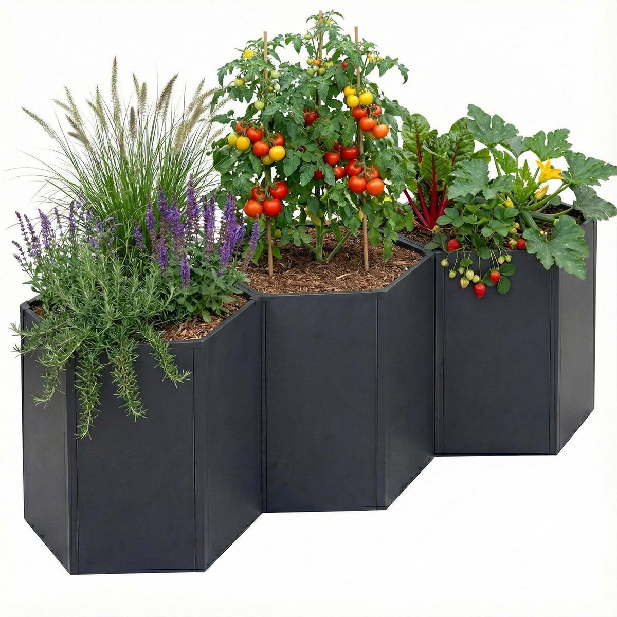 HOCHBEET 3ER-SET Anthrazit 3er-Set-Set - Anthrazit, Metall (264/77/100cm) - MCW
