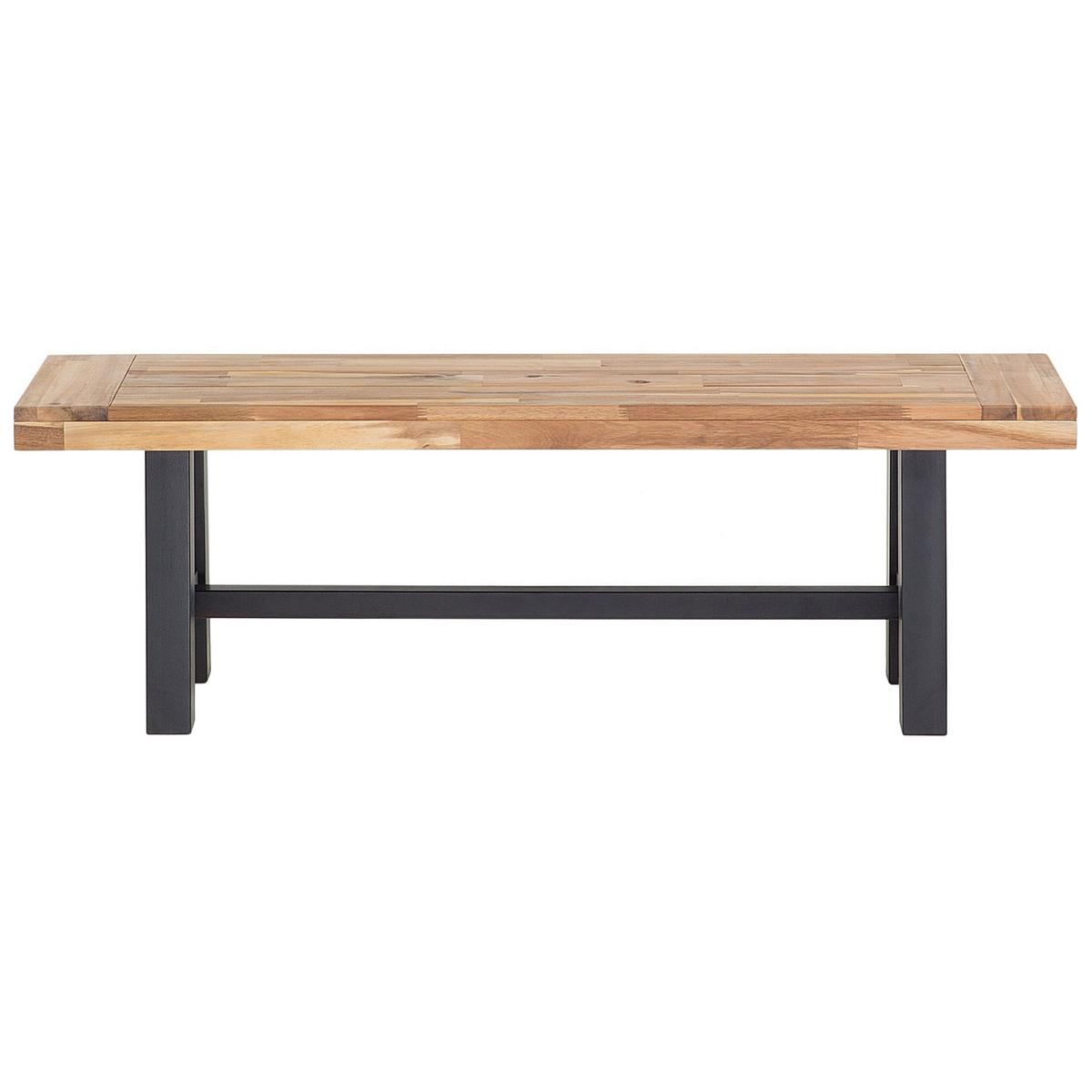 SITZBANK Akazienholz schwarz/hellbraun 140 cm Scania - Hellbraun/Schwarz, Holz (140/45/36cm) - Beliani